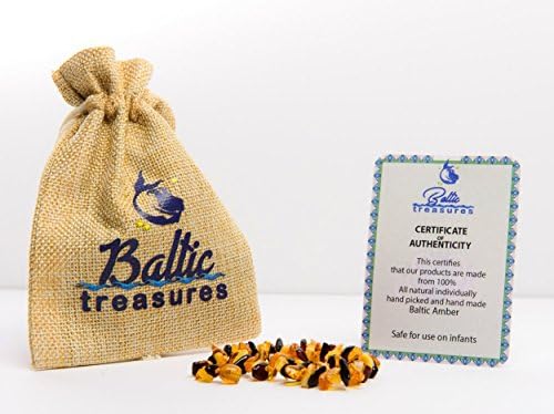 Authentic Baltic Amber Teething Necklace, Mix Big Stones, Reduces Babies Pain, Inflamation, Drooling and more