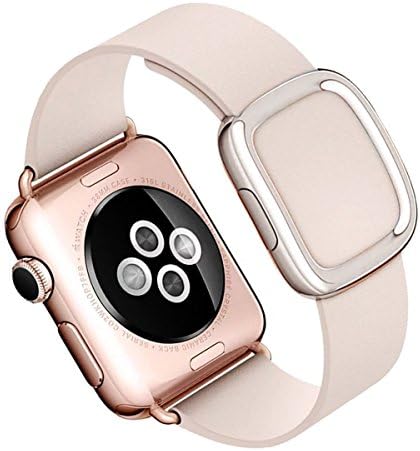 Apple Watch Band,OceanEC Modern Buckle Watch Band with Magnetic Design Genuine Leather Replacement Strap for Apple Watch (Pink-38)