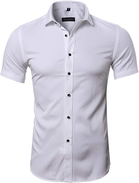 mens dress shirts short sleeve slim fit