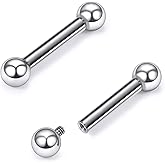 Gnznzko 16G-2G ASTM F136 Titanium Internally Threaded Nipple Tongue Rings Piercing Jewelry Straight Industrial Earring Barbell G23 Titanium Nipple Tongue Bars Piercing Jewelry for Women Men 12MM-40MM