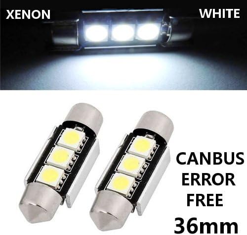 2x 36mm 3SMD LED C5W Number Plate/Interior/Exterior Light Bulbs 12V CANBUS Error Free (Blue)