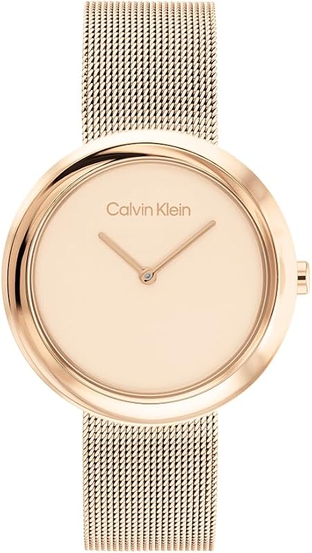 Analog Quarzuhr für Damen Kollektion Twisted Bezel mit Rotgoldfarbenes Edelstahl-Mesh-Gliederarmband - 25200013