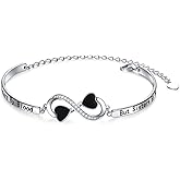 YinShan Birthday Gifts Inspirational Infinity Bracelet Engraved Love Message Adjustable Bangle Sister Mother Daughter Lover Bracelets 925 Sterling Silver Family Jewelry for Women Girls
