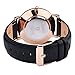 zeiger New Mens Women Lady Fashion Casual Business Black Dial Analog Quartz Watch with Leather Band (Black and Rose Gold)