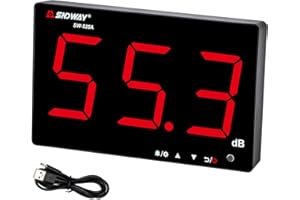 LEERCHUNAG LEERCHUANG Sound Level Meter, Wall Mounted Hanging Decibel Meter W Large Screen Red LCD Display, Alarm, USB Powered Noise Meter(30dB-130dB)