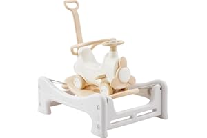VEVOR 5 in 1 Rocking Horse for Toddlers 1-3 Years, Baby Rocking Horse with Trampoline, Detachable Balance Board, Push Handle 