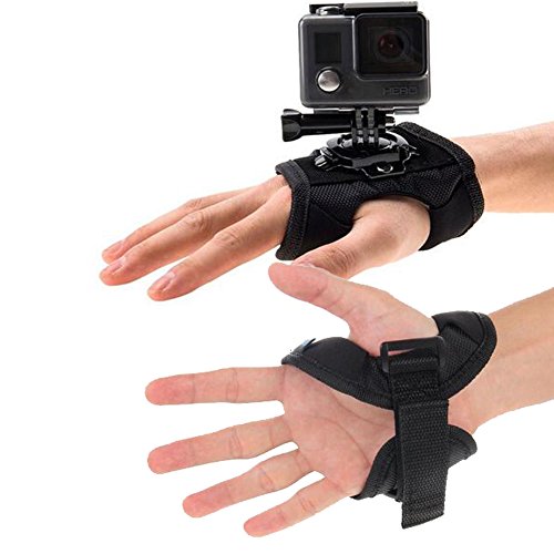 Walway 360 Degree Rotation Glove Style Band Wrist Strap Mount Strip Belt for GOPRO HERO 6/5/5 Session/4 Session/4/3+/3/2/1, Xiaoyi and Other Action Cameras, with Long Handle Screw - Thumbnail 3