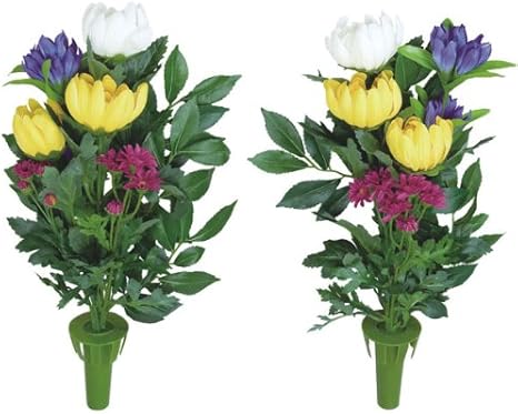 Amazon Co Jp 仏壇やお墓に供える花 水替え不要で華やかさが保てます 仏花2個セット 光触媒加工無 ホーム キッチン