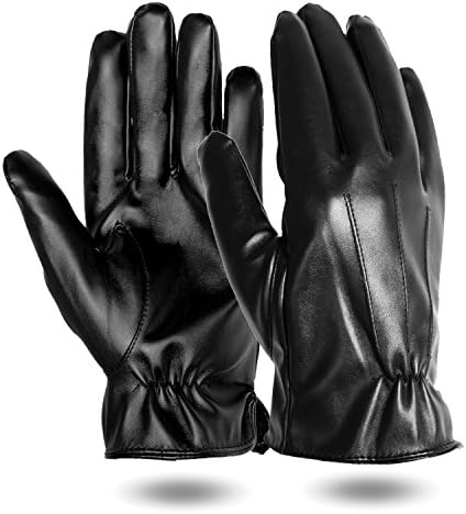 Mens PU Faux Leather Touchscreen Winter Gloves,Gloves for iphone, Texting Gloves for Smartphones (XXL, Black)