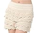 MULLSAN Women's Fitted Scallop Hem Crochet Tiered Lace Sexy Shorts (X-Large, White)