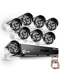 XVIM 8 CH HD-TVI 720P sistema de cámara de seguridad, 1080P HDMI CCTV DVR grabadora con (8) 1,0 MP 720P 85ft visión nocturna al aire libre impermeable bala cámaras de vigilancia del hogar (sin disco duro)