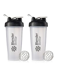 Paquete de 2 botellas mezcladoras clásicas Blender Bottle, con presilla en la parte superior, de 28 onzas (los colores pueden variar), 28 pz, paquete de 2, Clear/Black