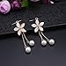 Women's Flower Shaped Long Dangle Earrings, CICINIO Hypoallergenic Freshwater Cultured Pearl Earrings Great Gift For Girls