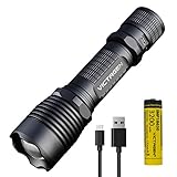Victagen Tactical 1230 Lumen Ultra Bright IP67 Waterproof T6 LED Flashlight,USB Rechargeable (18650 Battery Included) Zoomable & 5 Modes Adjustable Military Torch for Hiking Camping Hunting