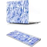 KEC MacBook Pro 13 Case 2017 &amp; 2016 w/ Keyboard Cover Plastic Hard Shell Rubberized A1706/A1708 Touch Bar (Blue Feather)