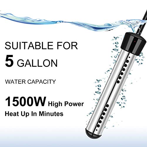 Immersion Electric Water Heater, Submersible Hot Water Warmer, Portable