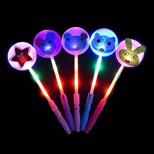 Yovvin 5 Pcs LED Flashing Magic Stick Glow Sticks Handhelds Luminous Toy Fairy Wand Kid Girl Toy Party Favor Random Color (Animal)