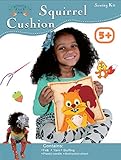 Sew and Stuff Kit. Felt Squirrel Pillow Ideal Kids Craft Kit Includes all Supplies. Fun Activity. Ages 5-12. Arts and Crafts, Woodland Animal Squirrel w/ Vibrant Colors Ideal Rainy Day Activity