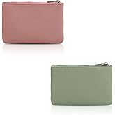 Energather Coin Pouch 2pcs, PU Leather Change Purse Coin Purse for Women and Girls, Money Pouch with Zipper Coin Purse Wallet for Credit Card, Cash (style 1)
