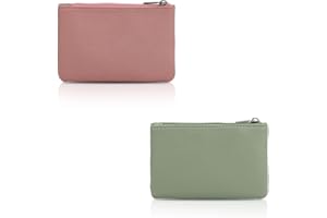 Energather Coin Pouch 2pcs, PU Leather Change Purse Coin Purse for Women and Girls, Money Pouch with Zipper Coin Purse Wallet