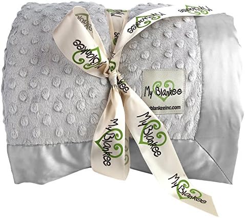 My Blankee Minky Dot King Blanket with Flat Satin Border, Silver, 108'' X 90''