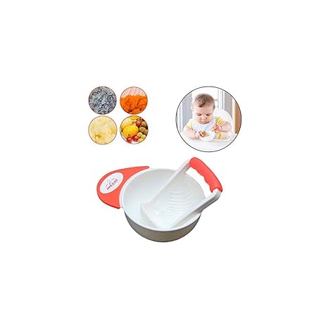 Safe-O-Kid 2 Baby Food Masher, Grinder and Serving Feeding Bowls, Pack of 2, Red