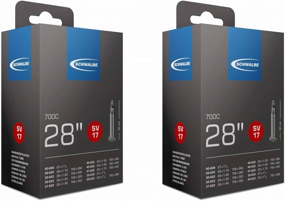 Schwalbe 28 Inch Inner Tubes 700x35c Presta Valve Black 2 Pack