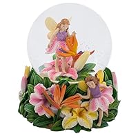 Cadona International, Inc Fairies Walking on Tiger Lillies 100MM Music Water Globe Plays Tune Waltz of The Flowers