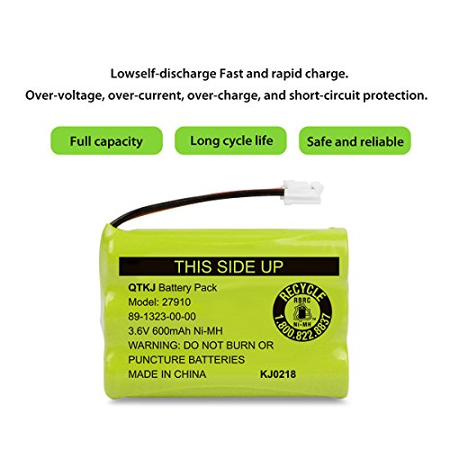 QTKJ 27910 89-1323-00-00 Cordless Phone Battery for Vtech I6725 mi6803 Motorola SD-7501 AT&T E1112 E2801 TL72108 RadioShack 23-959 Cordless Handsets (3-Pack)