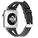 Kaome Leather Band Compatible for Apple Watch Band 40mm 38mm, Slim Elegant Strap, Women Replacement Bands for iWatch Series 5, Series 4, Series 3, Fashionable Feminine Breathable Slit Design-Black