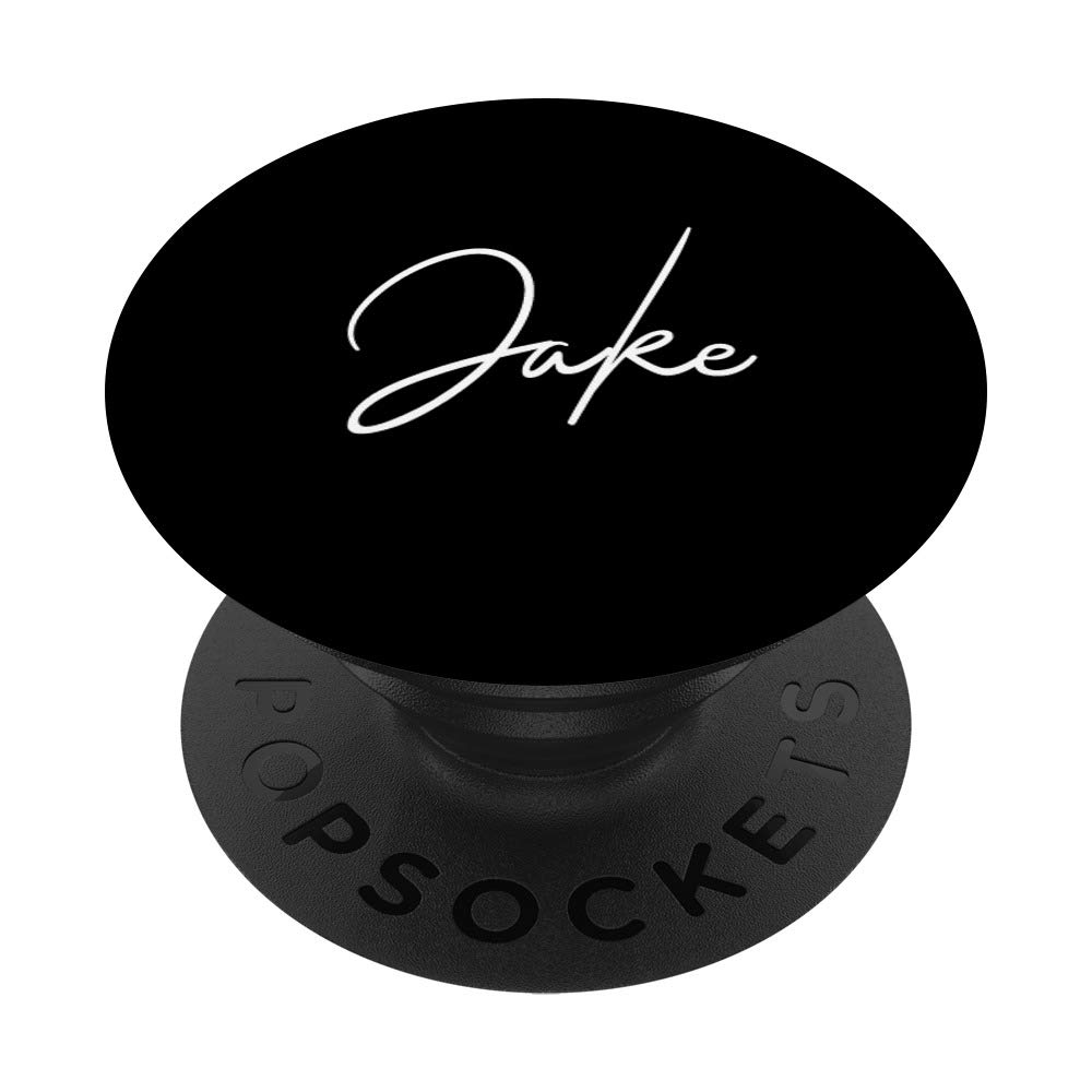 Jake Name White on Black for Boys & Men - Jake PopSockets PopGrip: Swappable Grip for Phones & Tablets
