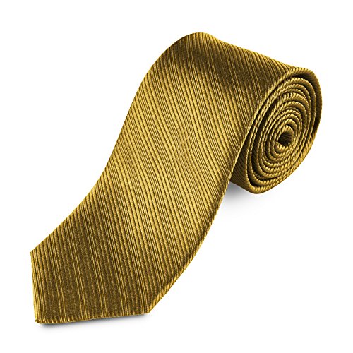 Lantier Designs Men's Classic 100% Silk Textured Necktie, 3'', Gold