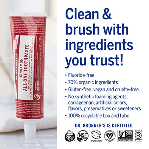 Dr. Bronner’s AllOne Toothpaste (Cinnamon, 5 ounce, 3Pack) 70