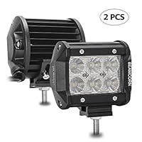 Led Light Bar BEAMCORN 2PCS 4 inch 18W 1800Lm Flood Led Light Pods [Aluminum Alloy Die-Casting Shell] Off Road Driving Backup Lights For Trucks Jeep Rzr ATV UTV SUV Boat Motorcycle Vehicles