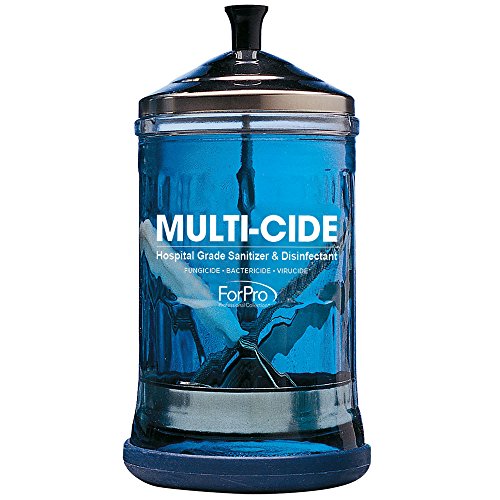 ForPro Multi-Cide Midsize Disinfecting Jar, for Manicure & Spa Implements, 21 oz, 8" H x 4.25" W
