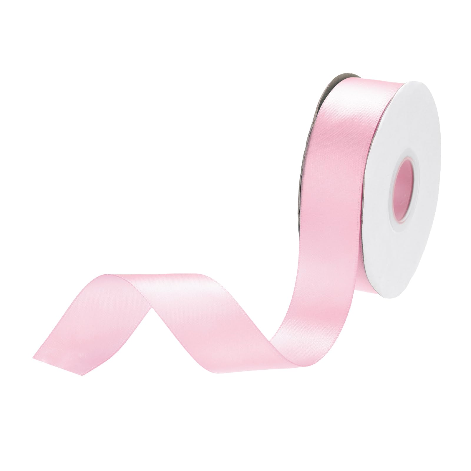 DMiotech 25mm Satin Ribbon 23m/75ft Thin Double Face Fabric Grosgrain Ribbon for Gift Wrapping Floral Hair Flower Bouquet, Light Pink