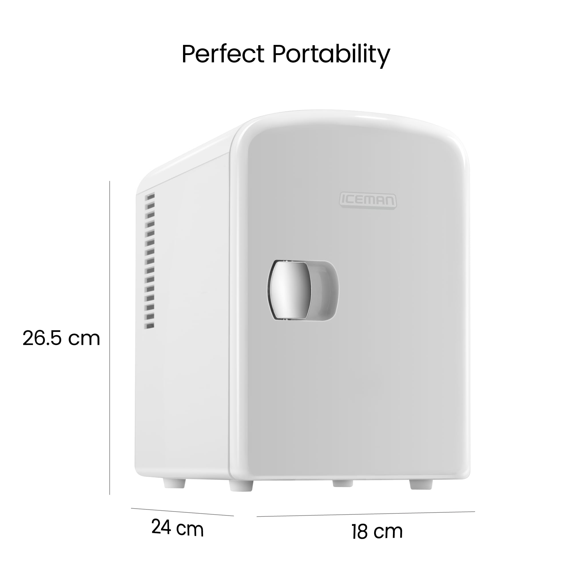 Chefman - Iceman Mini Portable White Personal Fridge Cools Or Heats & Provides Compact Storage For Skincare, Snacks, Or 6 12oz Cans W/ A Lightweight 4-liter Capacity To Take On The Go
