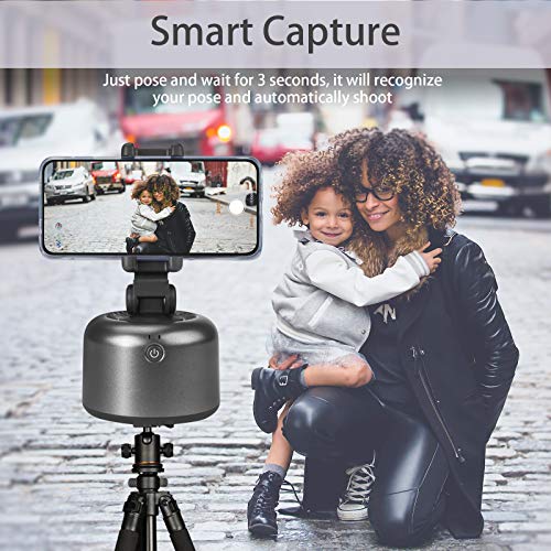 Tracking Holder Auto Face Object Tracking Camera Mount Smart Selfie Stick 360 Rotation Shooting Camera Cell Phone Holder Tripod Stand Selfie Robot Hand-Free for Live Streaming Video Call Vlog (Black)
