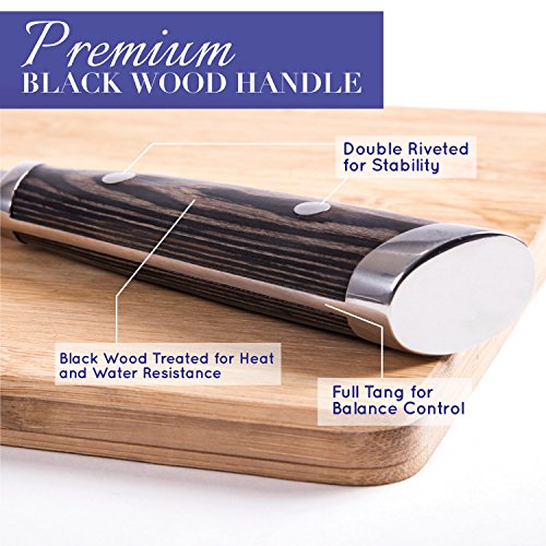 Maestro Cutlery Volken Series German High Carbon Stainless Steel 8" Inch Professional Serrated Bread Knife Slicer with Black Wood Handle