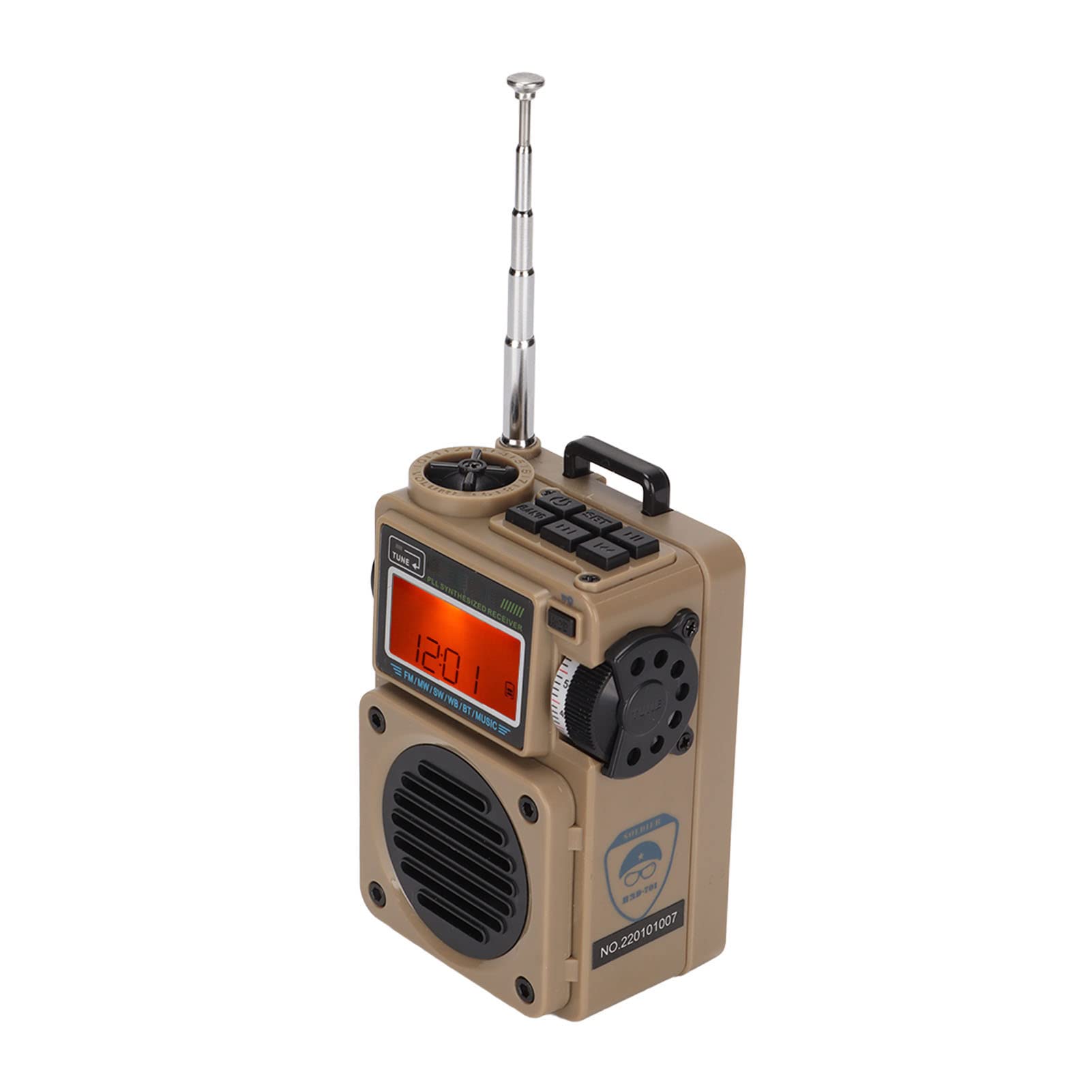 Portable Shortwave Radio, Digital Radio Full Band, AM FM Receiver with Bluetooth, Pocket Retro Mini Radio Rechargeable(Khaki)