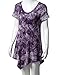 TWINTH Printed Tunic Plus Size Tie Dye Short Sleeve Handkerchief Hem Loose Fit Top Plum 2XL