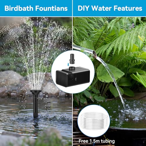 POPOSOAP 8W Solar Fountain with 3600mAh Battery Backup Water Spray Stability, Solar Water Fountain with Dry-Run Protection Water Pump for Small Pond, Bird Bath, Water Feature