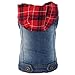 SILD Pet Clothes Dog Jeans Jacket Cool Blue Denim Coat Small Medium Dogs Lapel Vests Classic Hoodies Puppy Blue Vintage Washed Clothes (Plaid Hat,XS)
