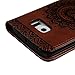 S6 Edge Case, Galaxy S6 Edge Wallet Case Premuim PU Leather 3D Retro Embossed Totem Flower Case Ultra Slim Shockproof TPU Inner Bumper with Magnetic Clip & ID/Credit Card Holders by Badalink - Brown
