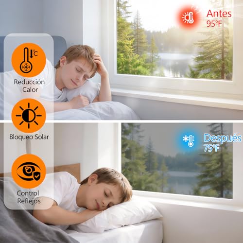 Weeoley Vinyl for Mirror-Effect Glass Adhesive Vinyl Unidirectional Reflective Glass 44.5 × 200 cm, Anti UV Anti Heat Privacy Protector Protects the Sun for Home Shop Office | Adhesivo Cristal Unidireccional Reflectante Anti UV Protector de Privacidad Protege del Sol para Hogar Tienda Oficina