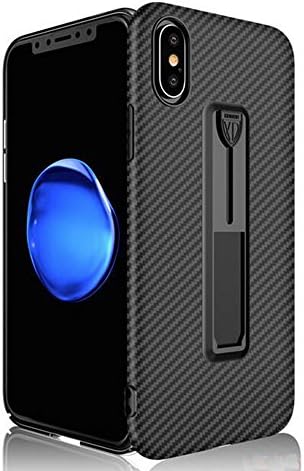 bume Black IPHONE X Slim Carbon Fiber Texture TPU Case with Kickstand