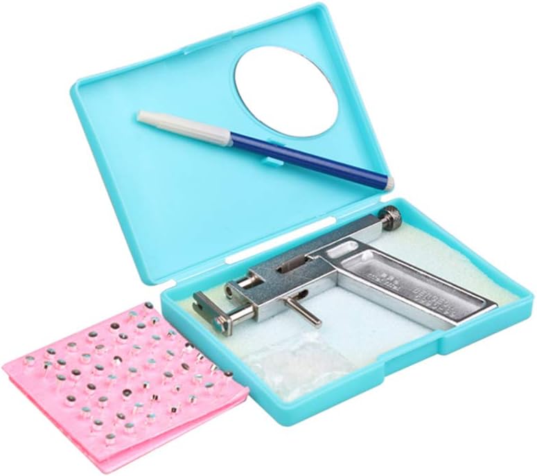 1 Set Professional Ear Navel Body Piercing Gun Tool Kit with Box Including 98Pcs Earring Studs