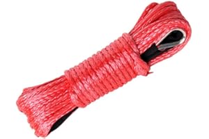ANYPOWK Synthetic Winch Rope for ATV UTV - 1/4 Inch x 50 Feet 7700LBs (Red)