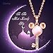 Necklace,Rose Gold Plated Mouse Cat Eye Stone Key Pendant for Women,Alberoo Cute Animal Jewelry for Women,Girls,20'' Inch Extender
