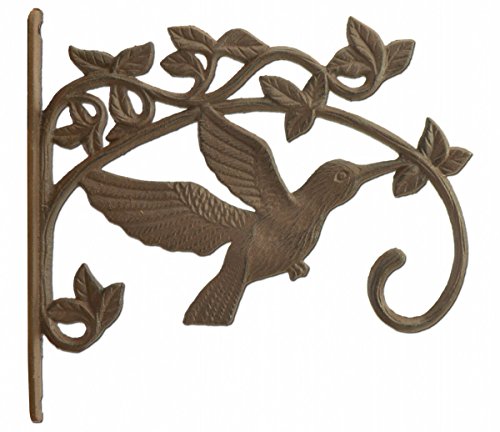 Hummingbird Plant Hanger Cast Iron Decorative Flower Basket Hook Large 11.25" Deep
